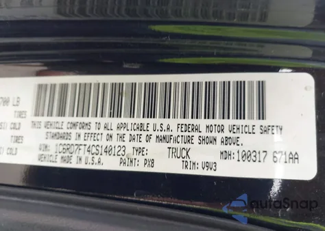 2012 Ram 1500 St from USA, damaged, VIN 1C6RD7FT4CS140123